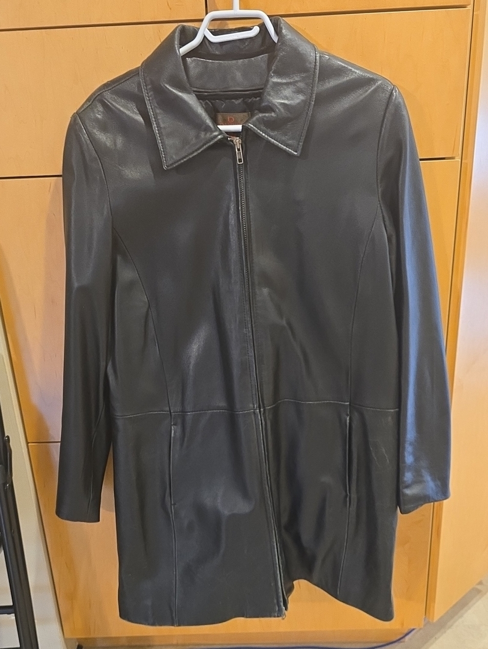 Danier Black Leather Zip-Front Coat
